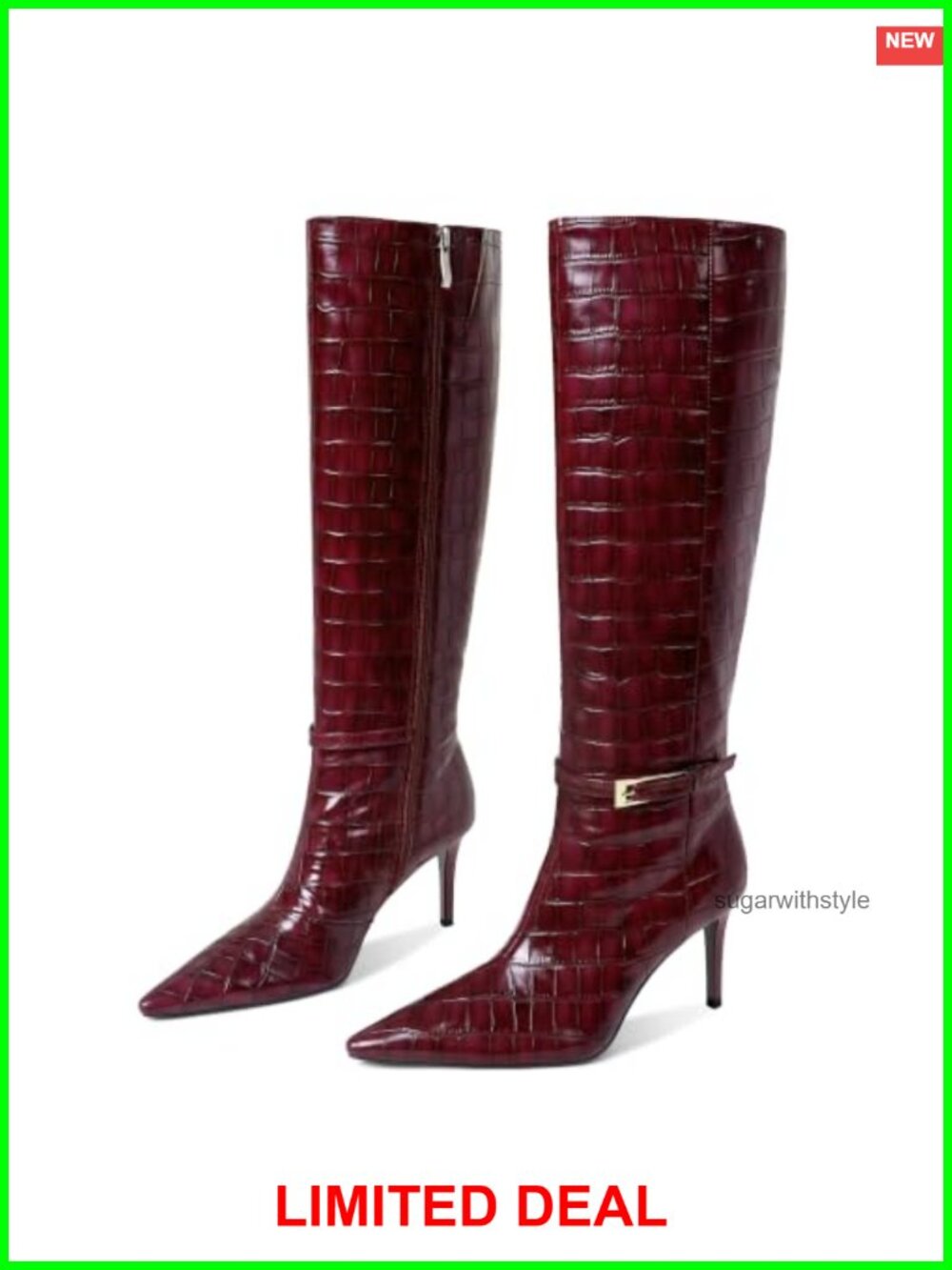 Women's Faux Leather Knee High Stiletto Boots Pointed Toe Party Dress Boots